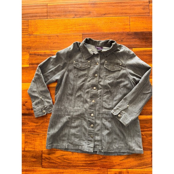 Roamans Jackets & Blazers - Roamans 18W Denim Jacket Dark Wash Button Front Long Sleeve Women